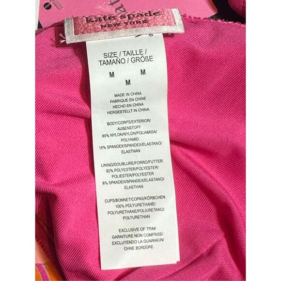 Kate Spade NWT size M pink flash bikini swim top - Picture 7 of 8